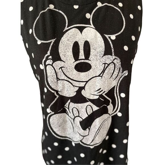 Disney Black With White Polka Sots Sleeveless Mickey Size Large - Picture 5 of 7